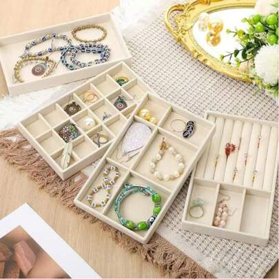 1个天鹅绒时尚眼镜收纳盒 - 多功能眼镜、珠宝（戒指、项链、手镯、手表）整理托盘，男女通用