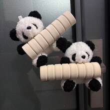 Funda adorable para manija de puerta con forma de panda, adecuada para puertas de dormitorios y apartamentos, con absorción de impactos y antiestática, decoración encantadora para manija de puerta, material suave - Blanco - Con forma de panda - Ver 5