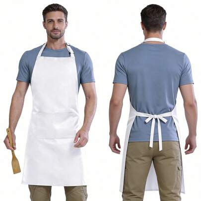 Chef Hat And Apron Adjustable Size Unisex Suitable For Cooking Grilling Baking Machine Washable Holiday Gift