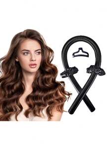 无热卷发棒——最畅销的卷发工具，打造蓬松柔顺的波浪卷发，不伤发质。泡沫睡眠波浪卷发技巧，打造奢华大波浪。卷发魔法！ - 黑色 - 查看 2