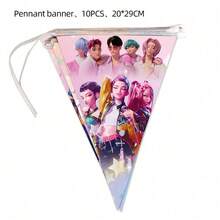 1件装 K-POP 女团主题粉丝应援生日派对横幅，时尚可爱，易于使用，适合粉丝、偶像支持者、生日、演唱会、宿舍装饰、线下聚会、直播背景、派对礼品、玩具、用品、礼物、墙面装饰、复活节随机款式 - 彩色 - 查看 6