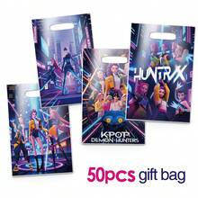 50pcs K-Pop Exorcist Hunter Random Style Gift Bags, Anime Character Pattern Party Candy Bags, Cartoon Peripheral Birthday Theme Party Gift Packaging (Random Pattern) - Multicolor - View 3