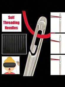12/30pcs Metal Easy Threading Needles And Threaders, Elderly Handcraft Sewing Needles, DIY Home Crafts - Sewing Needles. Vintage Top Needle Metal Adjustable Finger Protector. Home & Living, Sewing Needles, Durable - Multicolor - View 3
