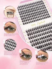 512pcs Cluster False Eyelashes, Thick Curly Eyelash Extension Kit, D-Curl 8-16mm Mixed Length, DIY Eyelash Extension Set, Fluffy Soft Individual Lashes, Create Voluminous Natural Y2K Butterfly Makeup Effect, Easy DIY At Home, Long-Lasting Eyelash Glue, DIY Tweezers, Cluster Lashes - 彩色 - 查看 5