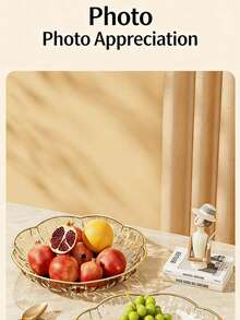 新款高端冰川图案塑料水果盘，轻巧奢华零食托盘，适用于家庭、酒店和客厅 - 白色 - 查看 6