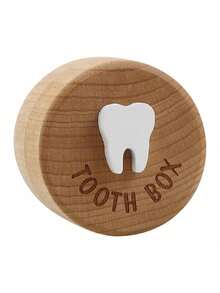 1pc Wooden Tooth Storage Box, Children's Toy, Round Wooden Box For Collecting And Preserving Children's Teeth, Gift For Boys And Girls, Tooth Box - Multicolor - View 11