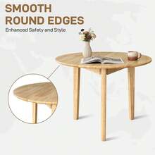 QLLY Runder Esstisch Massivholz Esstisch, Küchentisch Holztisch, Flache Beine (Natur, 31,49/ 80cm 8GAH - Beige-rund - Übersicht 5