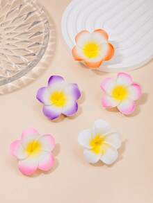 10 piezas de Pinzas para el cabello con flores de Plumeria de colores, Lindos pasadores de pelo con flores para niñas, Accesorios florales dulces para el cabello, Adecuados para verano, playa y viajes - Multicolor - Ver 3