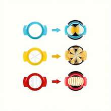 4件套三合一切蛋器/切丁器 - 可用于切片、切丁和切碎鸡蛋、水果和蔬菜 - 厨房工具和小工具 - 彩色 - 查看 6