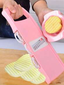 多功能蔬菜切碎器，8合1多功能切片器，厨房食品切割器，配备5种刀片，可切片、切丝、刨丝 - 非常适合处理土豆、黄瓜、胡萝卜、生姜等蔬菜。 - 彩色 - 查看 3