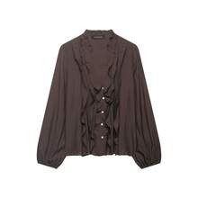 DEEKA Women's Fashionable Layered Decorative Blouse, European And American Style, Versatile For Spring/Summer - Brown - View 1