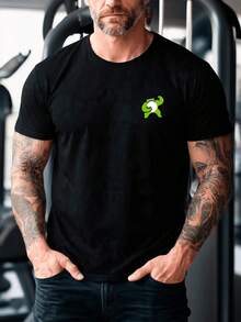 Playera Unisex 100% Algodón Peinado Cuello Redondo Modelo Rana Musculosa Unisex, Fresca y Cómoda, Para Uso Diario, Streetwear, Conciertos, Chistosas, Creativas, Gimnasio, Deporte - Negro - Ver 5