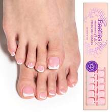 Beetles 16 Sizes 192 Pcs Square Toe Nail Tips - Full Cover Fake Acrylic Toenails, Pre-Etched Double Matte Press On, Soft Gel Toe Nail Extensions For Women - Móng chân ngắn vuông - Xem 8