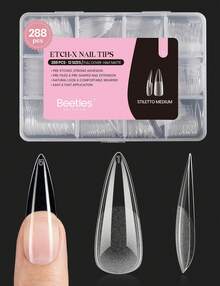 Beetles Soft Gel Nail Tips Short Almond 288pcs In 12 Sizes, Etch-X Pre-Etched Full Cover Acrylic Fake Nails Art - Stiletto Medium 288pc (sEtch X Nail Tips) - View 9