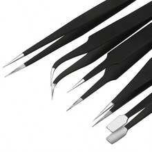 Industrial Precision Stainless Steel Tweezers Set Anti-Static ESD Maintenance Tools Curved Straight Tweezers Repair Tools - Multi-piece Set - View 4