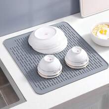 Rejilla de secado de platos de silicona, organizador de cubiertos estilo cajón, alfombrilla de almacenamiento y escurridor de utensilios de cocina - Ver 6