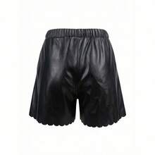Women's Drawstring Waist Rivet Decor Casual Versatile Daily Wear Shorts Black Summer - Black - View 3