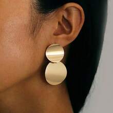 Women's Geometric Minimalist Metal Disc Dangle Earrings, Versatile Gift - Large and Small Round Stud Earrings - View 13