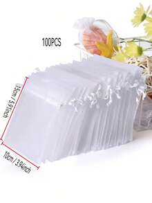 5/10/20/50/100 chiếc Túi vải organza nhiều màu, Túi đựng quà, Túi quà tặng, Đồ dùng gia đình, Túi đựng đồ bằng nylon, Đồ dùng tiệc tùng ngày lễ, Đồ dùng đám cưới, Bao bì trang trí quà tặng, Túi đựng đồ làm bánh, Bao bì phụ kiện trang sức, Túi dây rút quà tặng, Túi đựng trang sức quà tặng sinh nhật - Trắng - Xem 27
