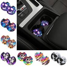 2 piezas Portavasos de coche antideslizantes con estampado de calavera, accesorios de coche minimalistas - A - Ver 11
