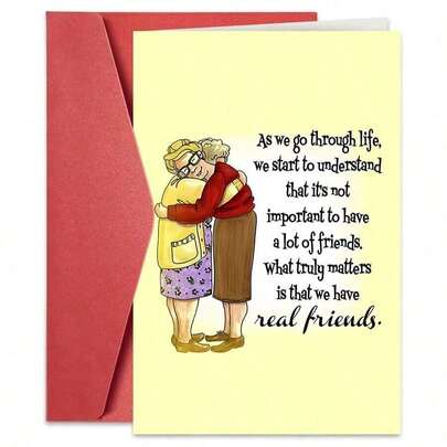 1 Stück herzerwärmende Grußkarte für echte Freunde (mit Umschlag) - "Echte Freunde sind am wichtigsten" Botschaft, perfekt für Geburtstage/Jahrestage von besten Freunden/engen Freunden, warme Glückwunschkarte für Senioren