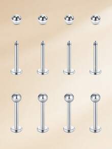 CIZME 16G 美杜莎穿刺饰品 316L 不锈钢唇钉，唇部穿刺饰品 唇环，唇钉杠铃 8 件套 Monroe 唇钉 耳骨钉 耳骨钉 耳骨钉 唇钉 穿刺饰品 男女通用 6mm 8mm 10mm 12mm - 銀色 - 查看 5