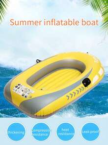1-2 Persona Kayak Inflable, Bote Inflable, Canoa, Bote de Pesca Inflable, Balsa Flotante, Yate Inflable, Juguete Adulto para Piscina y Lago, Fondo Inflable de PVC Amarillo/Verde - Multicolor - Ver 3