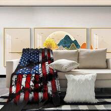 Soft & Durable American Flag Eagle Print Blanket - Suitable For All Seasons, Machine Washable, Modern Style, Great For Sofa And Bed - Multicolor - View 9