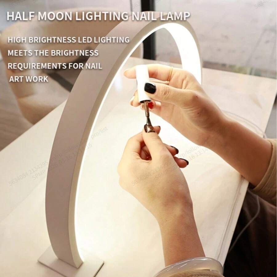 1 Peça Lâmpada de Unha LED Moderna, Formato de Lua Crescente, Alimentada por USB, Acabamento em Metal Fosco, Cor Sólida, Controle por Botão, Abajur de Plástico, Adequada para Manicure, Extensão de Cílios, Tatuagem, Sobrancelha, Cuidados com a Pele - Branca, Presente Perfeito para o Dia das Mães, Aniversário e Outras Datas Comemorativas