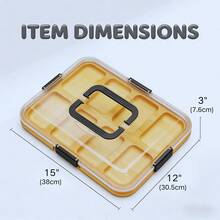 Charcuterie Board With Clear Lid, Portable Travel Cheese Cutting Board For Picnic, Bamboo Serving Tray With Lids, Housewarming Gift, Black Handles, 8 Compartments - Khaki - View 4
