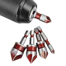 5PCS Countersink Drill Bit Set, Premium HSS Countersink Drill Bit With 82-Degree, 5 Flutes 1_4 Inch Quick-Change Hex Shank, 1_4 Inch To 3_4 Inch Size, Counter Sink Drill Bits For Wood, Metal, Plastic - Trắng - Xem 6