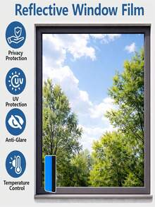 Window Film Privacy One Way Window Film With Tools Daytime Anti Glare Sun Blocker Heat Reflective UV Protection Mirror Window Tint Film Self Adhesive For Home Office - Silver - View 9