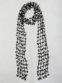 1pc Fashionable Versatile Sequin Scarf, Multifunctional Sequin Neck Wrap, Stylish Party Celebration Scarf For Women - Black - View 2