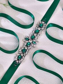 1 pieza Cinturón de vestido lujoso, brillante y sexy. Cinturón de jade con rhinestones, hecho de cuentas de vidrio de colores y rhinestones hechos a mano. Accesorio para vestido de novia, accesorio de uso diario, cinturón para fiesta/banquete/ocasión especial, verano, playa - Multicolor - Ver 4