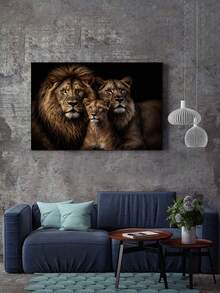 1 pièce Portrait de famille de lion réaliste, art animalier majestueux, idéal pour les amateurs d'animaux, les passionnés de safari et les fans de décoration pour la maison. Affiches d'art mural sans cadre. Décoration murale pour bars, restaurants, cafés, pubs, chambres, matériaux de décoration pour la maison - A - Voir 6
