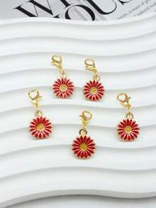 10Pcs Four‑Leaf Clover Fortune Keychain,Lucky Shamrock Charm Keyring.Perfect Gift For Graduation,Wedding,Various Ceremonies And Packaging Decorations. - Red Daisies - View 8