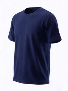 Áo thun thể thao nam cổ tròn tay ngắn, dáng regular fit, màu trơn cơ bản, nhẹ và mềm mại, phù hợp cho các hoạt động thể thao ngoài trời, tập thể dục, chạy bộ và mặc hàng ngày. - Màu xanh lam - Xem 6