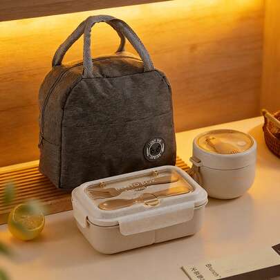 一套包含保温午餐盒、便携式分格便当盒、汤杯、保温袋和大容量餐食准备容器，适合上班族和学生使用。