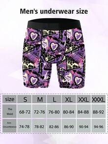 男士新奇平角内裤，美式街头朋克印花，涂鸦艺术主题，针织面料，宽松运动版型，透气吸汗，柔软亲肤，休闲运动平角内裤 - 彩色 - 查看 8