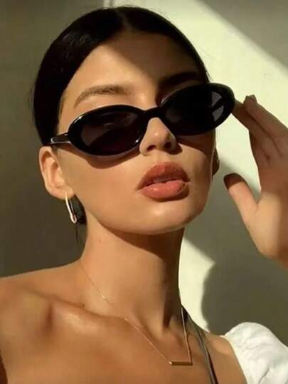 1pc Women's Oval Fashion Glasses, New Mini Y2K Style Frame, Suitable For Summer Beach, Outdoor, Travel, Casual Oval Frame, Suitable For Outfits, Back To School Essential