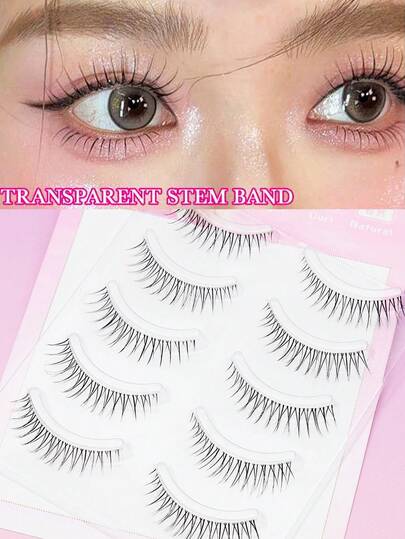 Ayrmilla 5 Pairs Of Transparent Root Eyelashes, Slim And Natural Transparent Eyelash Base False Eyelashes, Spring New Style, Girl Group Idol Makeup, Wholesale Of Natural False Eyelash Makeup And Beauty Tools, With Clearly Elongated And Naturally Thick False Eyelashes, Deeply Loved By Korean, Japanese, And European Girls For Eyelash Styles