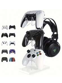 3-Tier Acrylic Game Controller Display Rack, Headphone & Console Storage Holder Stand - Multicolor - View 1