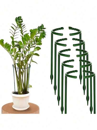 4pcs Plastic Semi-Circle Plant Stands, Suitable For Potted Plants, Plant Support Stakes, Plastic Cage Racks, Indoor/Outdoor Small Plant Support Rings, Garden Flower Support Racks, Plastic Semi-Circle Planter Baskets, Climbing Frames, Peonies, Suitable For Small Indoor/Outdoor Plants, Semi-Circle Potted Plant Support Racks, Plastic Ring-Shaped Plant Stakes, Small Plant Support Rings