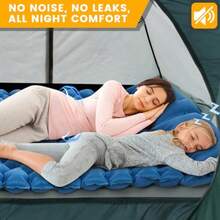 Cojín de dormir para camping ultraligero con almohada integrada almohadillas para orejas inflables para dormir compactas para viajes camping mochilero senderismo tienda de campaña de - Azul - Ver 5