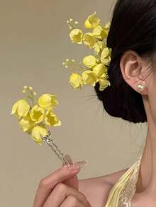 1pc 2026 New Early Spring Floral Hair Clip, Vacation Style Photo Prop - Yellow Lily Of the Valley Flowers - View 5