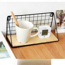 One-Piece Ironwork, Wall-Mounted Shelf Without Drilling, Suitable For Rooms, Living Rooms, Apartment Decoration, Festival Storage Rack, Leisure Bedside Storage Rack, Wall-Mounted Storage Rack (With Hooks) - Black - View 8