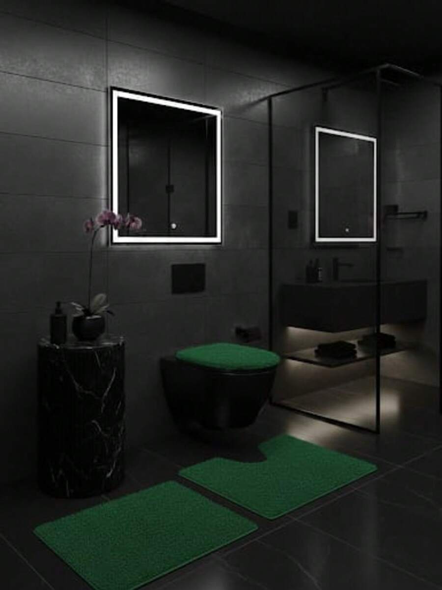 Fluffy 3-Piece Bathroom Set - Cadet Blue - View 1
