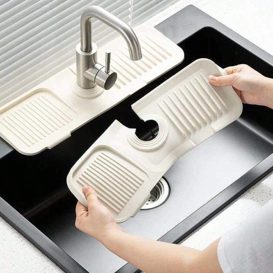 1pc Silicone Sink Drain Mat, Splash Guard, Trimmable Narrow Edge Sink Drainer Mat For Kitchen Sink