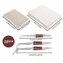 Bộ dụng cụ hàn trang sức 1/3/5 món, tấm hàn gốm hình tổ ong, 3 nhíp ngược, dụng cụ nung chảy và đúc trang sức, phụ kiện nung chảy kim loại, dụng cụ đúc trang sức - Bộ gạch hình tổ ong - Xem 2