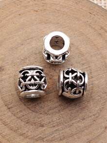 10pcs 10x9.7x9mm Large-Hole Bead With Openwork Pattern For DIY Jewelry Making Bracelet Necklace Keychain Phone Chain Making Accessories Handmade Craft Making Findings - Hollow-out Patterned Large-hole Bead - View 6